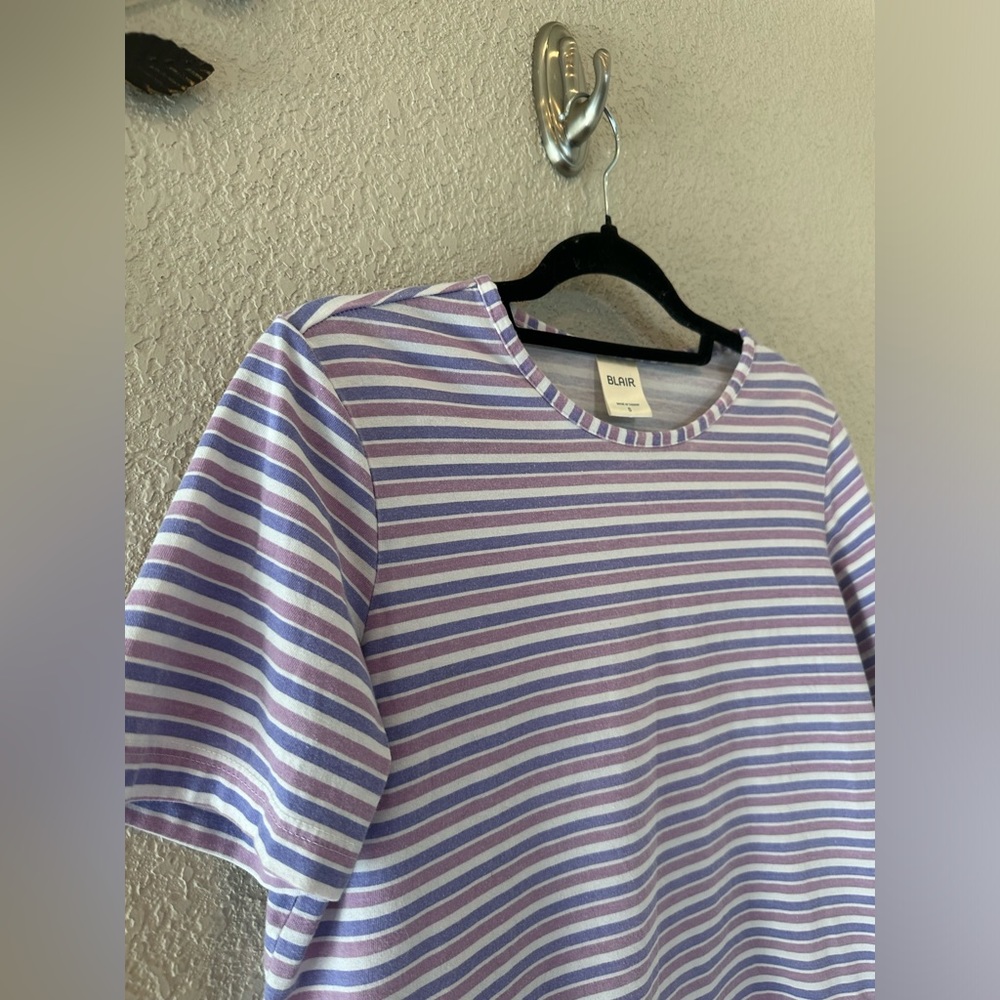 Blair Pink Purple White Classic Tee Short Sleeve Size Small - Picture 2 of 4